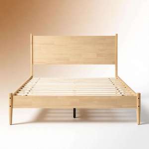 Cadre de lit moderne du milieu du siècle avec pieds coniques et placage en bois de caoutchouc pour collection d'ameublement de chambre contemporaine - Product Image 5
