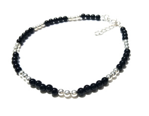 Black Onyx Bead Bracelet 925 Sterling <b>Silver</b> Bracelet Minimalist Gemstone Jewelry Natural Gemstone Bracelet Adjustable Jewelry - Product Image 2