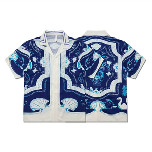 Chemises d'été décontractées à simple boutonnage, nouvelle mode, de bonne qualité, 100% soie satinée, séchage rapide, respirantes, imprimées numériquement en 3D, à manches courtes - Product Image 2