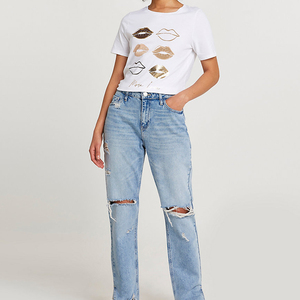 Camiseta Casual para Mujer, Moderna, Holgada, Fabricada en Fábrica, Camiseta Informal para el Día a Día, Holgada, Moderna, de Manga Corta, Top de Moda - Product Image 2