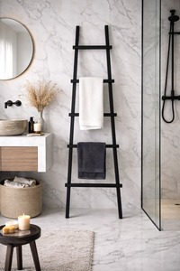 Luxury Wall Mounted <b>Towel</b> Rail Black Metal Bathroom Organizer Decorative <b>Towel</b> Holder - Product Image 6