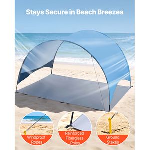 Tenda da Spiaggia Estiva per 4 Persone con Protezione Solare UPF 50+, Baldacchino Portatile, Borsa per il Trasporto, Picchetti da Terra, Leggera - Product Image 5