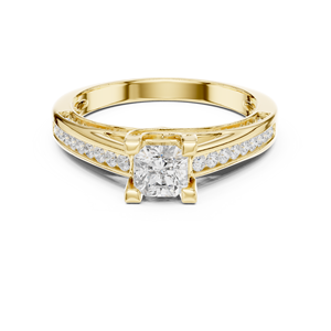 Classic Design <b>Square</b> Octagon Cluster Halo Engagement Ring With Side Paved Lab Grown Diamonds GRA Certified Fine Jewelry - Product Image 1