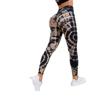 Nueva llegada Tie Dye Leggins sin costuras Para Mujer Cintura alta Control de barriga Peach Hip Skin Friendly Gym Sports Yoga Pantalones - Product Image 1