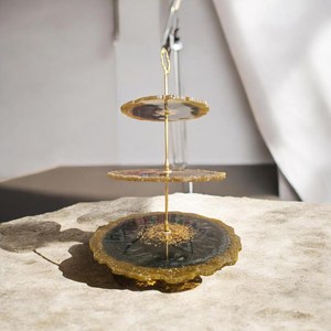 3 Tier Resin Dessert Stand | Handmade Epoxy Resin Serving Tray | Elegant Gold Black <b>Cake</b> Stand | Party Decor | Handmade <b>gift</b> - Product Image 3