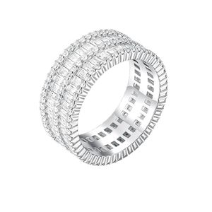 Premium Moissanite <b>Stacking</b> <b>Ring</b> for Women Baguette & Round Cut Diamond Eternity Wedding Band 925 Sterling <b>Silver</b> <b>Ring</b> - Product Image 1