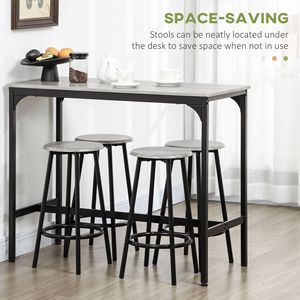 Ensemble de 5 meubles de salle à manger de style européen, table de bar en bois MDF gris, tabourets avec structure en métal industriel pour pub, maison, salle à manger - Product Image 5