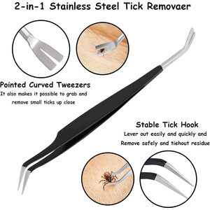 Herramientas de Alta Calidad para la Eliminación de Garrapatas en Animales, Pinzas de Acero con Alto Contenido de Carbono Recubiertas de Papel Negro de 14 cm para Eliminar Pulgas y Garrapatas - Product Image 2