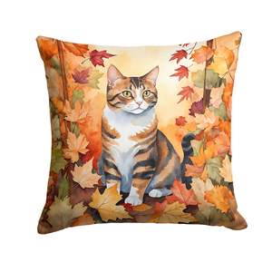 American Polydactyl <b>Cat</b> Fall Leaves Decorative Pillow 18Hx18W Machine Washable for Indoor & Outdoor Use for <b>Couch</b> Bed & Patio - Product Image 1
