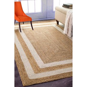 Premium Hand-Woven Standard White Braided Rug <b>Large</b> Natural Fiber Bohemian Diwali Washable Area Rugs Decorative Floor <b>Mats</b> - Product Image 1