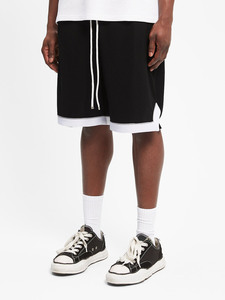 Shorts en coton noir pour hommes, décontractés, pour le sport et le fitness, design respirant, vêtements de sport, fabricant OEM sur mesure - Product Image 5