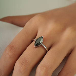 Anillo Solitario de Diamante Negro con Corte Marquesa y Engaste de Puntas, Oro Blanco Sólido de 14K, Novedades, Bajo MOQ, Joyería de Moda, Gran Venta, Proveedor - Product Image 4