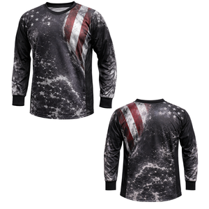 Camiseta de Paintball con la Bandera de EE. UU., Diseño Patriótico de Estrellas y Rayas, Sublimada, Corta, Transpirable, de Malla, para Equipos Deportivos y Entrenamiento - Product Image 1