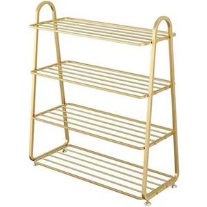 Four Tier Gold Metal Shoe Rack Storage Organizer Modern Shoe <b>Shelf</b> Space Saving Stand for Entryway Bedroom Living Room Closet - Product Image 4