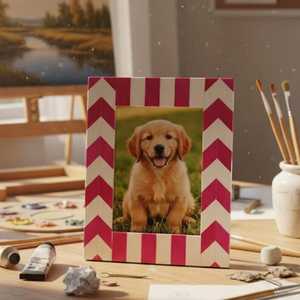 Cadre photo de luxe fait main en résine et os incrustés – Support photo moderne en mosaïque sur mesure pour une décoration intérieure haut de gamme - Product Image 5
