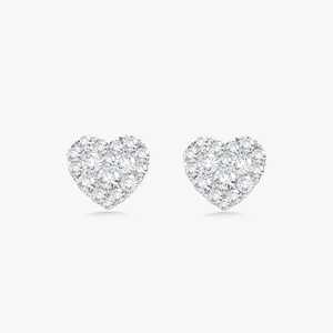 Heart Shape Round Lab Grown Diamond Stud <b>Earrings</b> 14K Solid Gold Dainty Push Back Classic Everyday Wear Charming Studs Wholesale - Product Image 5