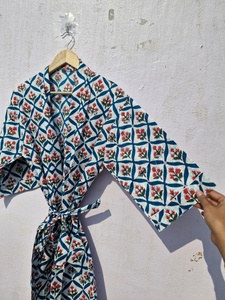 Robe Kimono en Coton Fleuri pour Femme, Peignoir Bohème Imprimé, Léger, pour l'Été, la Plage ou comme Tenue d'Intérieur - Product Image 4