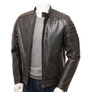 Chaqueta de Cuero Genuino para Hombre, Estilo Urbano, Impermeable y Resistente al Viento, para Invierno, Diseño de Manga Larga - Product Image 1