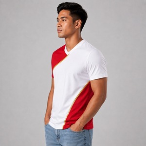 Camiseta de Manga Corta para Hombre, Cuello en V, Tejida, 100% Algodón, Estilo Vintage Lavado, Secado Rápido y Transpirable - Product Image 2
