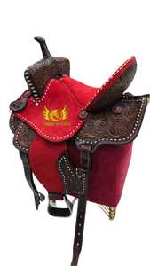 Selle de cheval artisanale personnalisée en cuir naturel souple à motifs floraux, avec quincaillerie en laiton, de qualité supérieure et durable, pour spectacle équestre western et course de baril. - Product Image 2