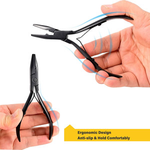 Hair Extension Closer and Remover Pliers Set with Micro Silicone Rings Beads Loop <b>Needle</b> <b>Threader</b> Pulling Hook Tool and Bead - Product Image 4