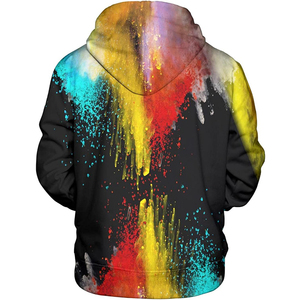 Sweat-shirt à capuche pour homme, imprimé éclaboussures de peinture 3D, streetwear décontracté, coupe classique, polyester tricoté, vêtement d'automne - Product Image 2