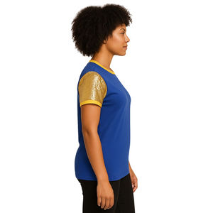 T-shirt bleu Sigma Gamma Rho avec manches à sequins jaunes SGRho 1922 Pretty Poodle Sorority HBCU pour fête de remise des diplômes grecque - Product Image 4