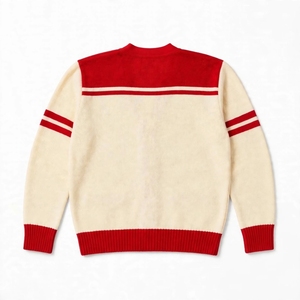 Cárdigan Varsity Personalizado para Mujer, Color Crema Carmesí, Cuello en V, Abotonado, Estilo Años 80, Inspirado en las Hermandades, Preppy a Rayas - Product Image 2