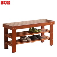 Mueble Moderno de Madera Maciza con Banco y Zapatero de 2 Niveles para el Hogar, Sala de Estar, Apartamento, Hotel, Comedor, Entrada, Hospital, Taller