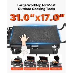 Carrello per Barbecue da Esterno Pieghevole 31,0 x 17,0 Pollici, Tavolo per Grigliate con Porta Fazzoletti e Ruote, Arredo Portatile per Cucina all'Aperto - Product Image 4