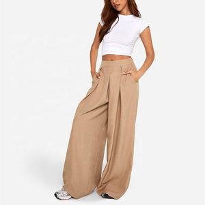 Pantalones de Vestir de Cintura Alta para Mujer, Diseño de Crepé, Pantalones Casuales para Mujer, OEM ODM - Product Image 4