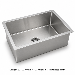 Brushed Stainless Steel 304 Grade <b>Kitchen</b> <b>Sink</b> Industrial Style Single Bowl Workstation Basin - Product Image 4