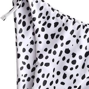 Women Bikini <b>Set</b> Black <b>White</b> Spotted Print Adjustable Tie Side Two <b>Piece</b> Swimwear - Product Image 6