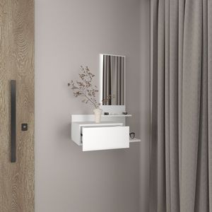 Consolle a Specchio Sospesa Vienna da 60 cm con 3 Ripiani e Cassetto a Estrazione Totale, Bianca - Prodotto Premium - Product Image 5