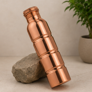 Bouteille d'eau artisanale en cuivre pur segmentée à anneaux multiples, pour la maison, les voyages et les fêtes - Product Image 2