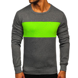 Sudadera Gris para Hombre con Cuello Redondo y Bloques de Color Verde, Corte Regular, Estilo Casual, Tejido de Punto, para Otoño, Material de Algodón - Product Image 3