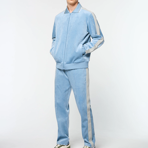Unisex Plain <b>Velvet</b> Sweatsuit Minimal Solid Color Matching Sweatshirt and <b>Jogger</b> Pants Set Premium Casual Wear Custom Branding - Product Image 2