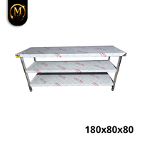 Table de travail professionnelle autoportante en acier inoxydable à 3 niveaux avec pieds réglables, grande capacité, fournisseur Malaisie