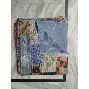 Handmade <b>Patchwork</b> Kantha Quilt Reversible Cotton Blanket All Season <b>Bedding</b> Home Decor Gift For Her - Product Image 2