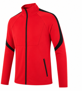 Conjunto Deportivo Rojo para Hombre, Chaqueta con Cierre Completo y Cuello Alto, Pantalones Deportivos con Detalles Negros, Ropa Deportiva Informal para Otoño - Product Image 1