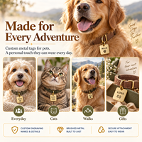 Vente en gros de médailles personnalisables en métal doré pour animaux de compagnie, gravées, style européen et américain, pour cadeaux d'anniversaire et de fêtes, pour l'exportation