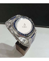 Montre de haute qualité pour usage quotidien, cadran baguette bleu, acier inoxydable, carrée, simple, entièrement sertie de diamants Moissanite blancs, fermoir caché