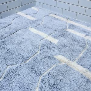 Tapis marocain abstrait en laine fait main, tissé à la main, à poils ras, doux et moelleux, durable, pour salon, chambre et maison - Product Image 3