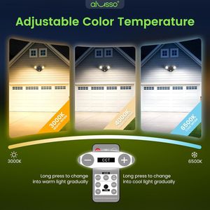 25W LED Security Flood Lights 2000LM Outdoor Motion Sensor Remote Dimmable Brightness 3000K-6500K Color <b>Range</b> - Product Image 4