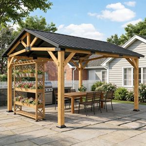 Pergola Moderna da Esterno, Gazebo Personalizzabile in Lega di Alluminio Verniciato a Polvere con Porte in Vetro per Giardini e Ville - Product Image 1