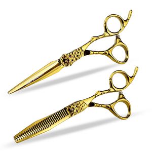 Golden Hair Scissors Stainless Steel Sharp Blade Thinning <b>Shears</b> Right Handed <b>Long</b> <b>Handle</b> Salon Use - Product Image 1