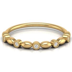 Hermoso anillo minimalista de oro de 10K certificado IGI hecho a mano banda apilable de oro sólido con moissanita Estilo clásico - Product Image 1