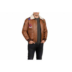 Chaqueta de Cuero para Motociclista, Estilo Aviador, de Invierno, para Hombre, Marca Leathertex, Resistente al Viento - Product Image 3