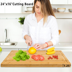 Extra <b>Large</b> Bamboo Cutting Board Wooden Carving Board for Turkey, Meat, <b>BBQ</b> LARGEST Wood Butcher Block Chopping Board - Product Image 1