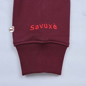 Sudadera de Cuello Redondo para Mujer, Color Granate, Manga Larga, con Signo de Interrogación Bordado, Unisex, Informal, Tejida, 100% Algodón, Corte Regular, para Todas las Temporadas - Product Image 6